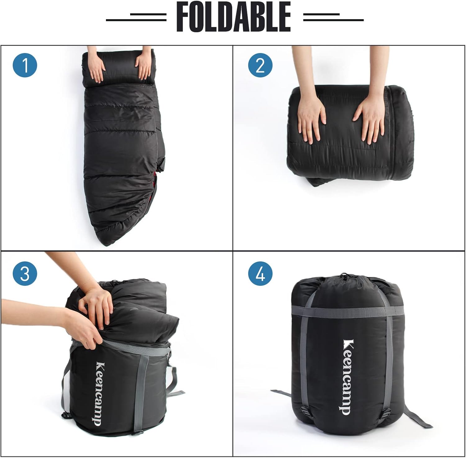 0 Degree Sleeping Bag Cotton Flannel Winter Cold Weather for Adults XXL Sleeping Bag 4 Season Big and Tall with Pillow Compression Sack - Image 7