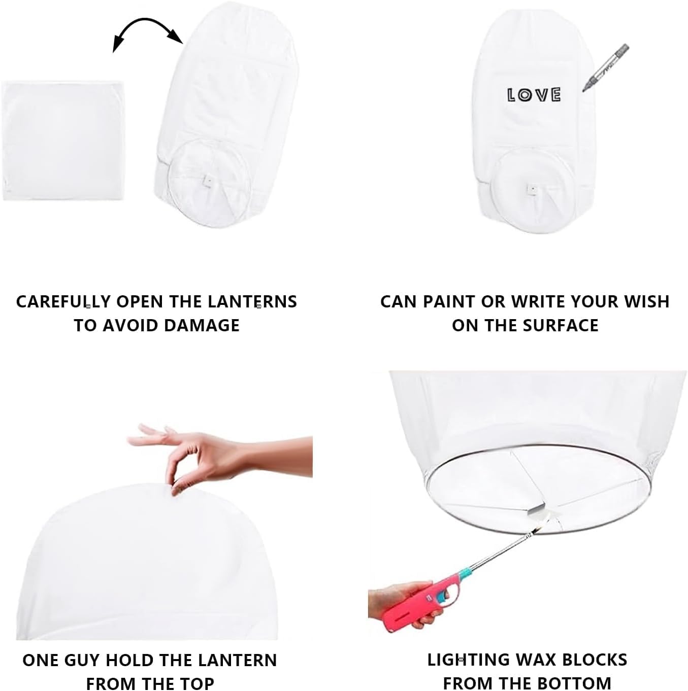 2 Pack Chinese Lantern Floating Sky Lanterns to Release in Memory and Convey Wishes, Biodegradable and Eco Friendly, Fire Resistant Paper for Outside, Eid, Funeral, Memorial Day - Image 4