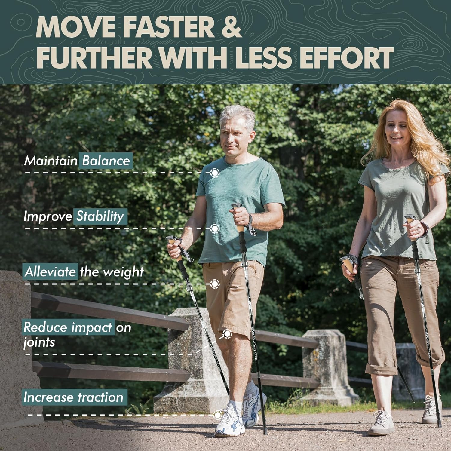 GPTCAMP Nordic Walking Stick, TPZ-1, 2pc Folding Collapsible Hiking Poles with Metal Quick Lock, Cork Handle, Lightweight 7075 Aluminum Trekking Poles for Seniors Women Men Hiking Gear - Image 7