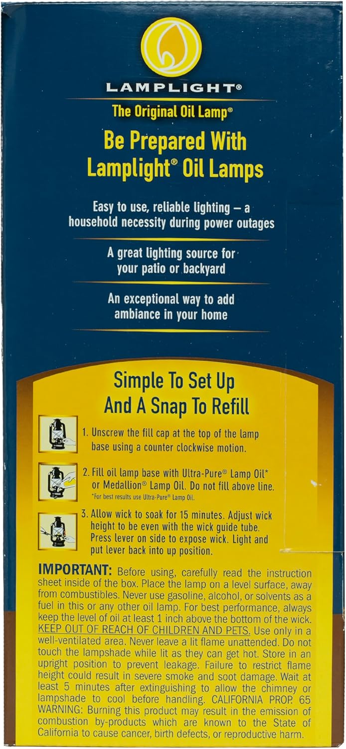 Lamplight Large Paraffin Oil Indoor Lamp, Hurricane Lamp, Emergency Kit, 52664 Farmer’s Lantern Indoor Oil Lamp, Black, Original - Image 4