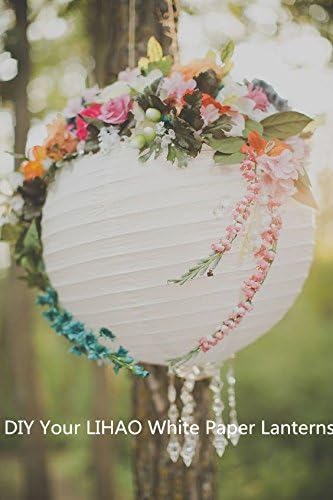 LIHAO 12 Inch White Round Paper Lanterns (10 Pack) - Image 7