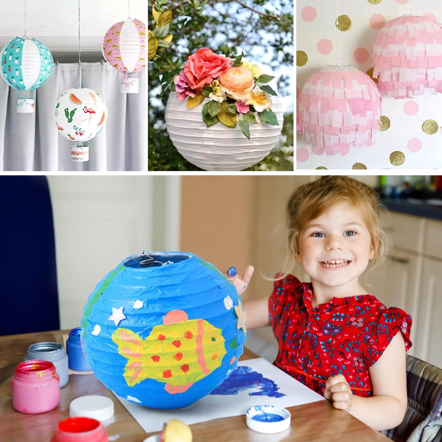 LIHAO 12 Inch White Round Paper Lanterns (10 Pack) - Image 8