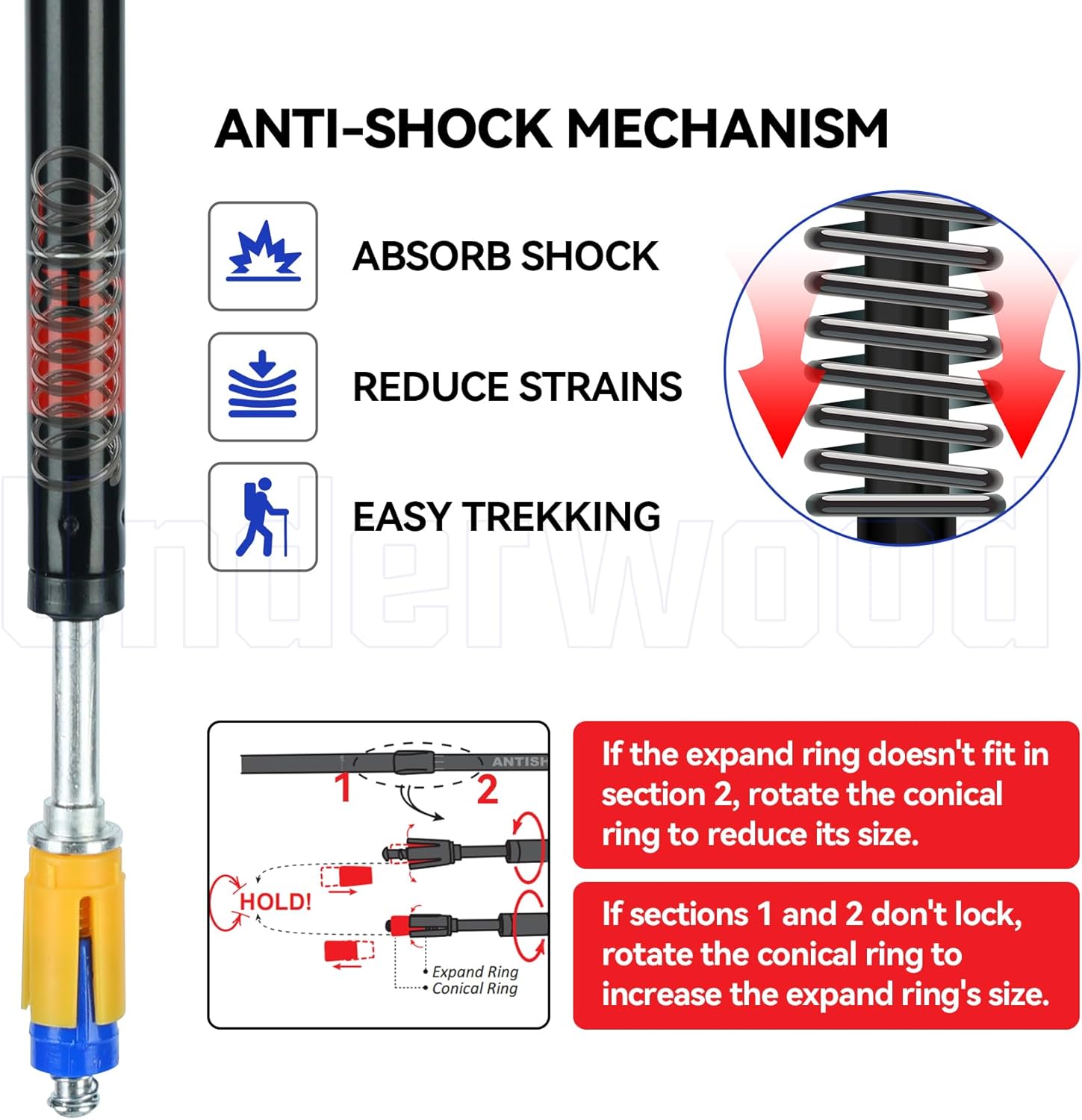 Trekking Poles Collapsible Hiking Poles - 2 Pack Adjustable Aluminum Hiking Sticks, Lightweight Walking Sticks for Women, Men, Seniors, Kids, Walking Poles for Backpacking by Underwood Aggregator - Image 3